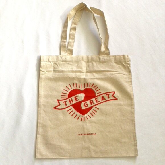 THE GREAT Canvas Totebag Natural with Red Logo NWOT - Picture 1 of 2